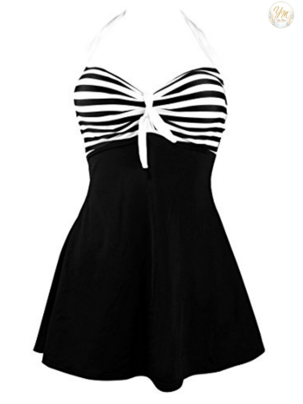 Vintage Skirted One Piece Swimsuit with Tummy Control - Halter Neck Bathing Suit